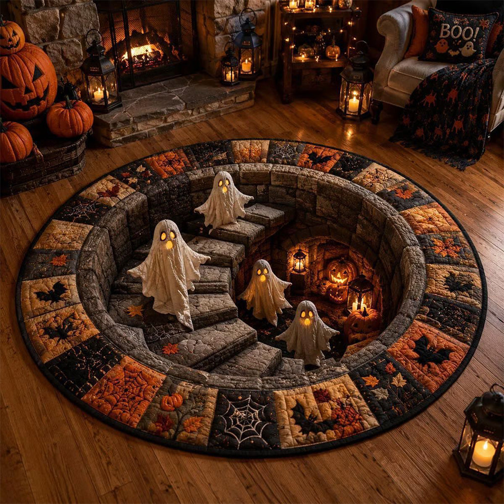 3D Round Non Slip Soft Halloween Rug - Orange Pumpkin