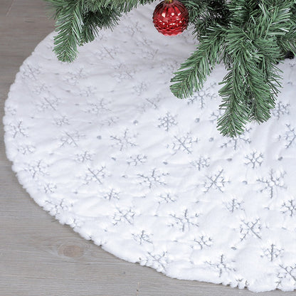 Sequin Christmas Tree Skirt Plush Snowflake Xmas Decoration for Christmas Winter Party -Silver