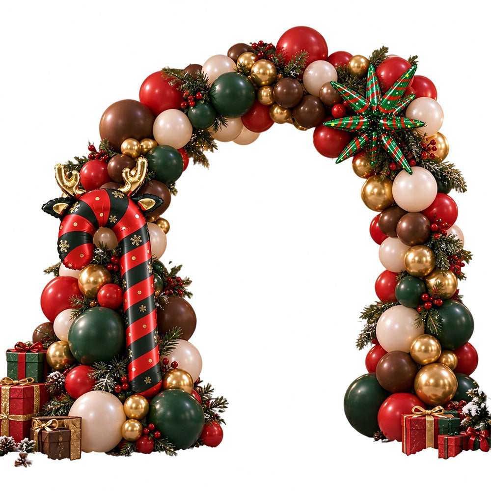 114 Piece Christmas Balloon Arch Garland Kit with Red Green Foil Balloons