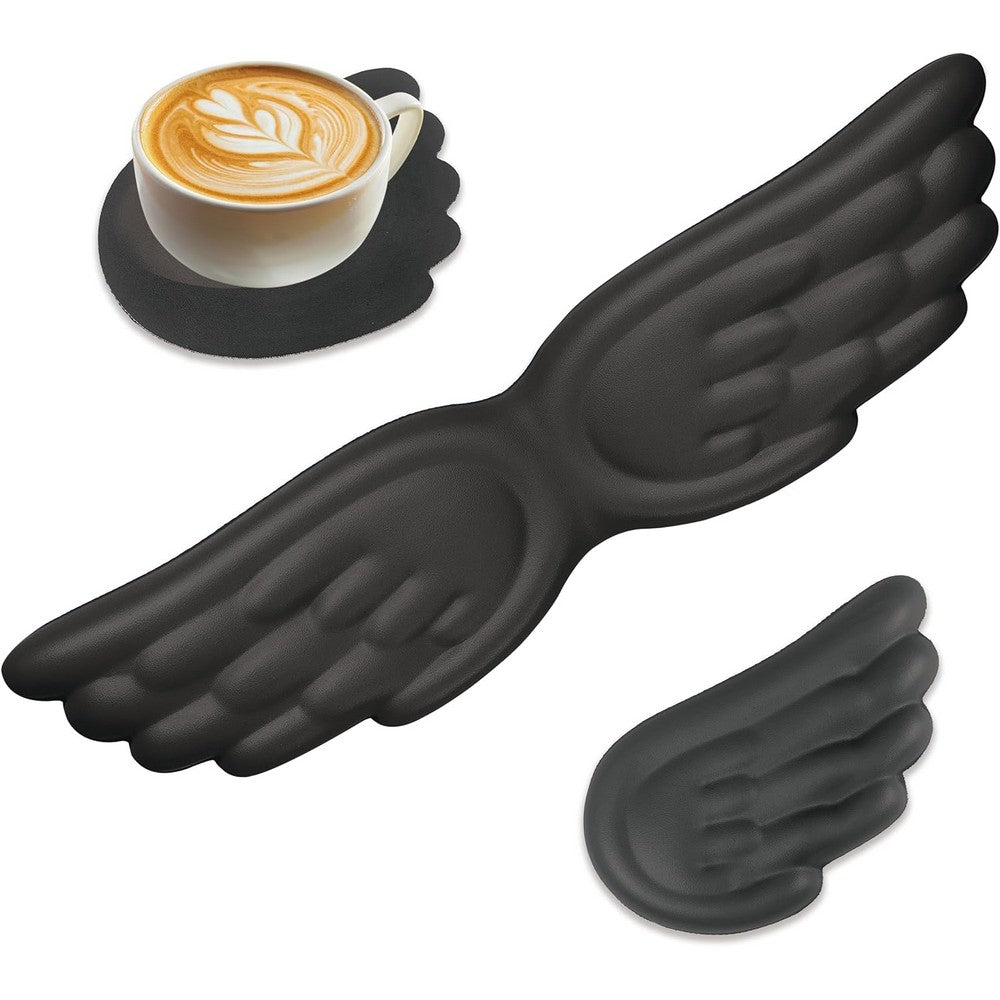 Angel Wing Wrist Rest for Keyboard and Mouse Memory Foam Gaming Wrist Rest-Black