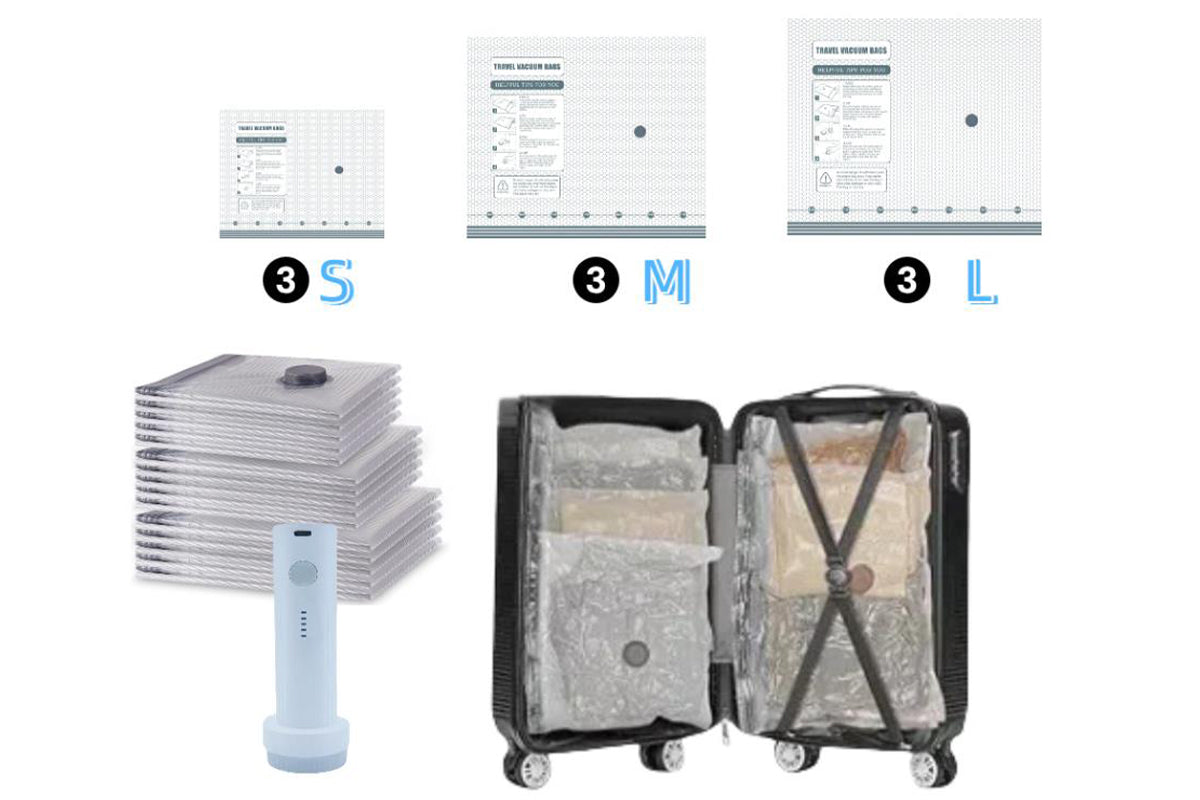9 Piece Vacuum Bags with Rechargeable Air Pump