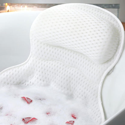 Bath Neck and Head Rest Pillow with Suction Cups-White