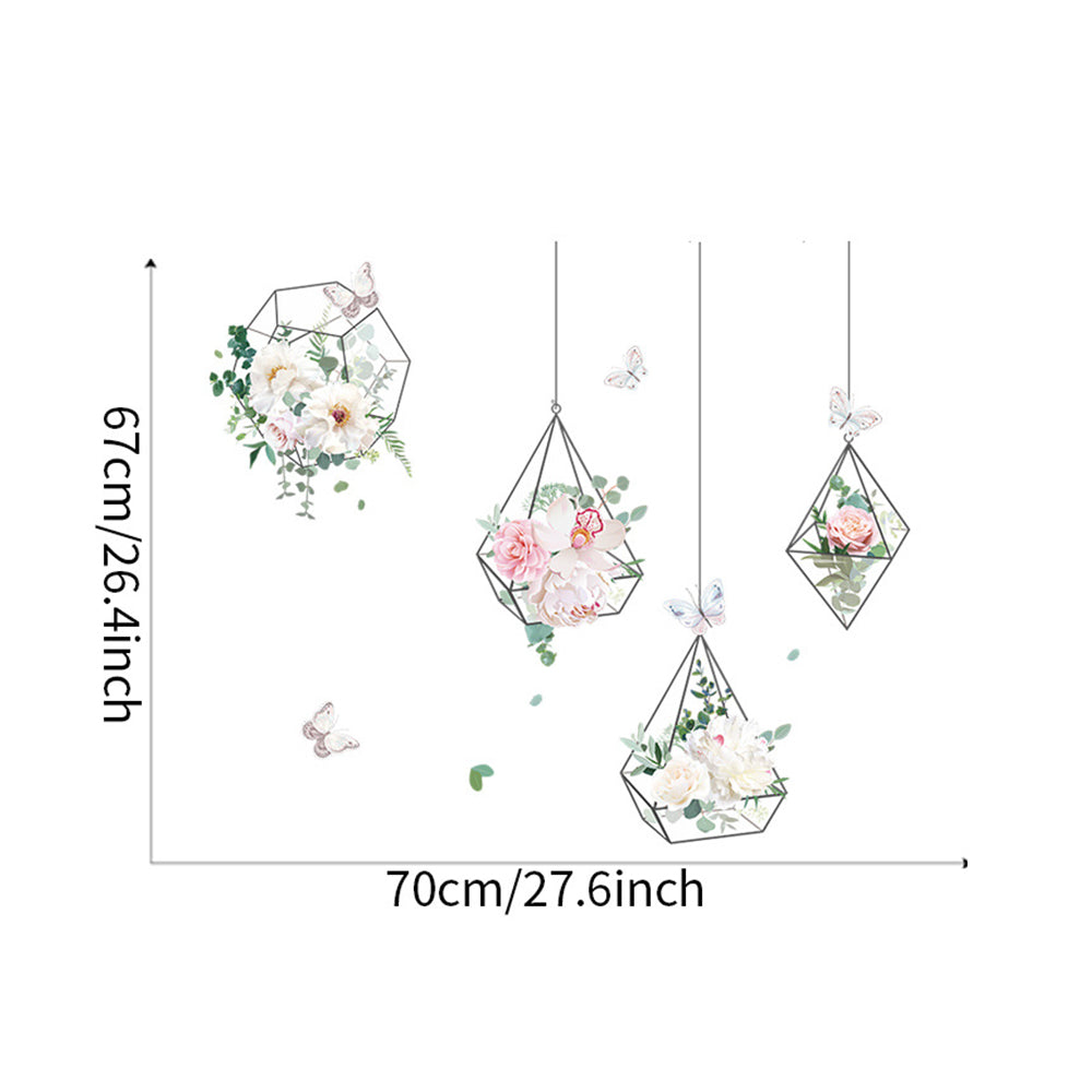 Flower Hanging Basket Wall Sticker Tree Leaves Plant Natual Wall Decal
