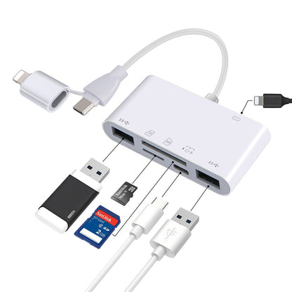 5-in-1 Memory Card Reader USB-C to Memory Card OTG Adapter for TV Camera Smartphone