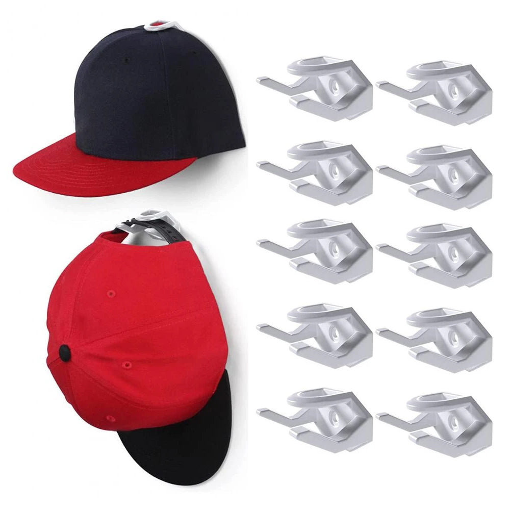 10 Pack Hat Racks for Baseball Caps Fashion Self-Adhesive Hat Hooks Room Decor-White
