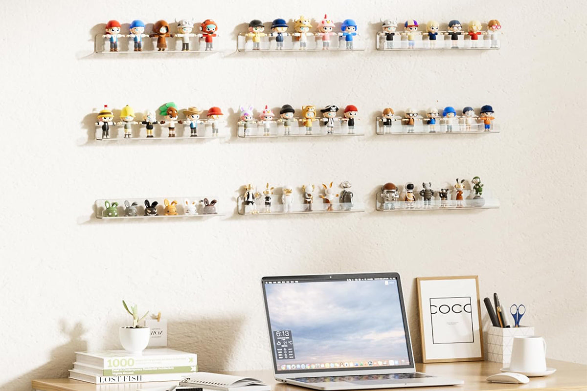 38cm Floating Shelves for Wall Acrylic Shelf Room Decor for Book Figures Photo -6Pcs