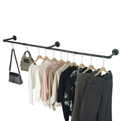 183cm Galvanized Carbon Steel Wall Mounted Clothes Rack - Black