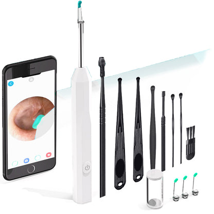 WIFI Connection Ear Wax Removal Tool Ear Set Camera Wireless Ear Endoscope Spoon -White
