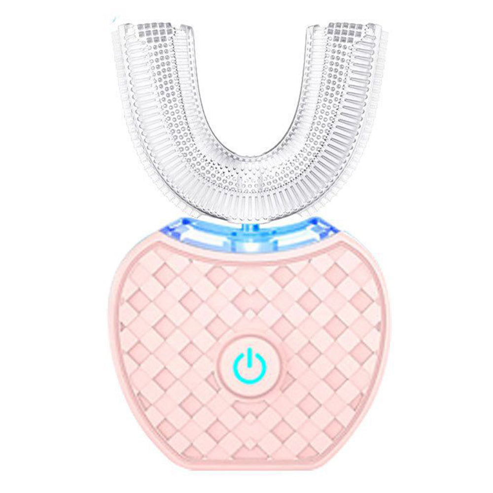 Wireless Charging U-Shaped Electric Toothbrush with Automatic Cleaning-Pink