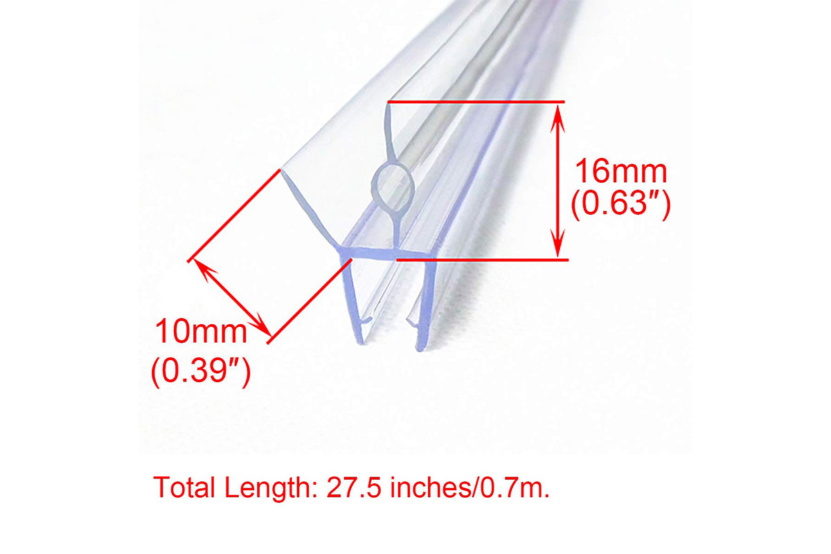 2 Pieces Shower Frameless Glass Door Seal Strip 60cm