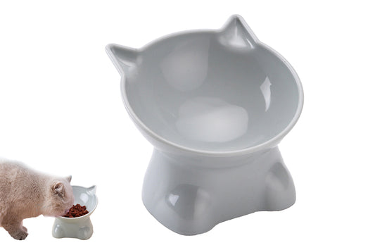 Elevated Cat Bowls Small Pet Food Feeder Dishes for Cats and Puppy-Grey