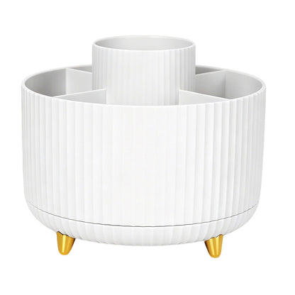 360 Degree Rotating Desk Organizer with 4 Slots For Pencil and Pen Holder-White
