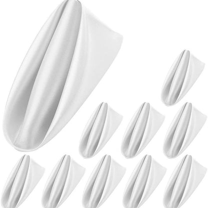 10 Pack Polyester Satin Dinner Napkins for Weddings Hotels Dining - White