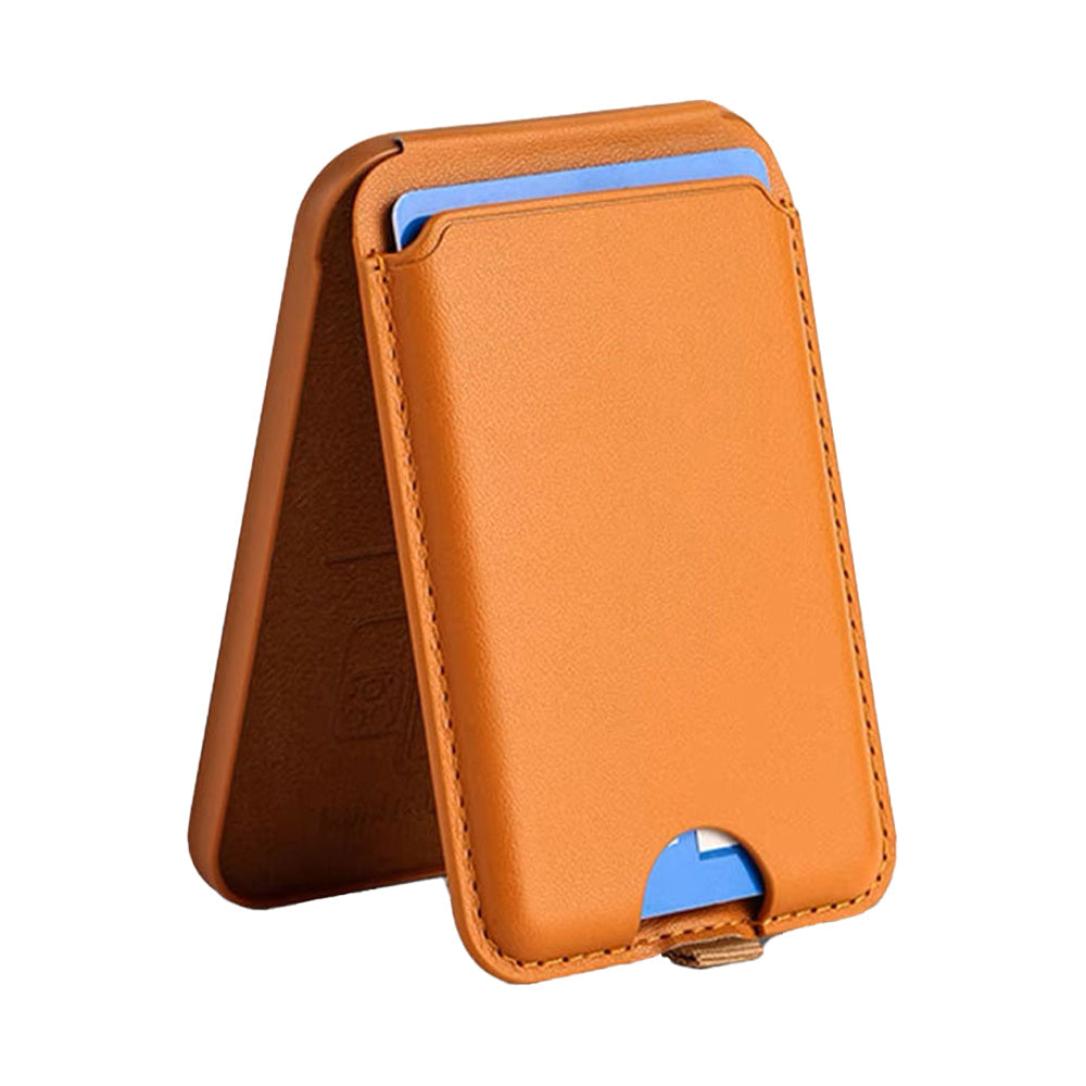 For iPhone Adjustable Magnetic Phone Stand PU Leather Wallet for iPhone 15/14/13 Series Brown