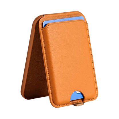 For iPhone Adjustable Magnetic Phone Stand PU Leather Wallet for iPhone 15/14/13 Series Brown