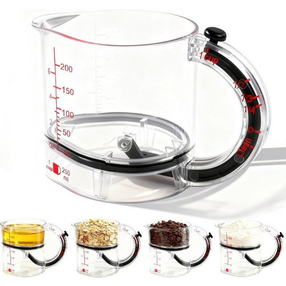 4 in 1 Adjustable Measuring Cup for Cooking and Baking and Ingredients