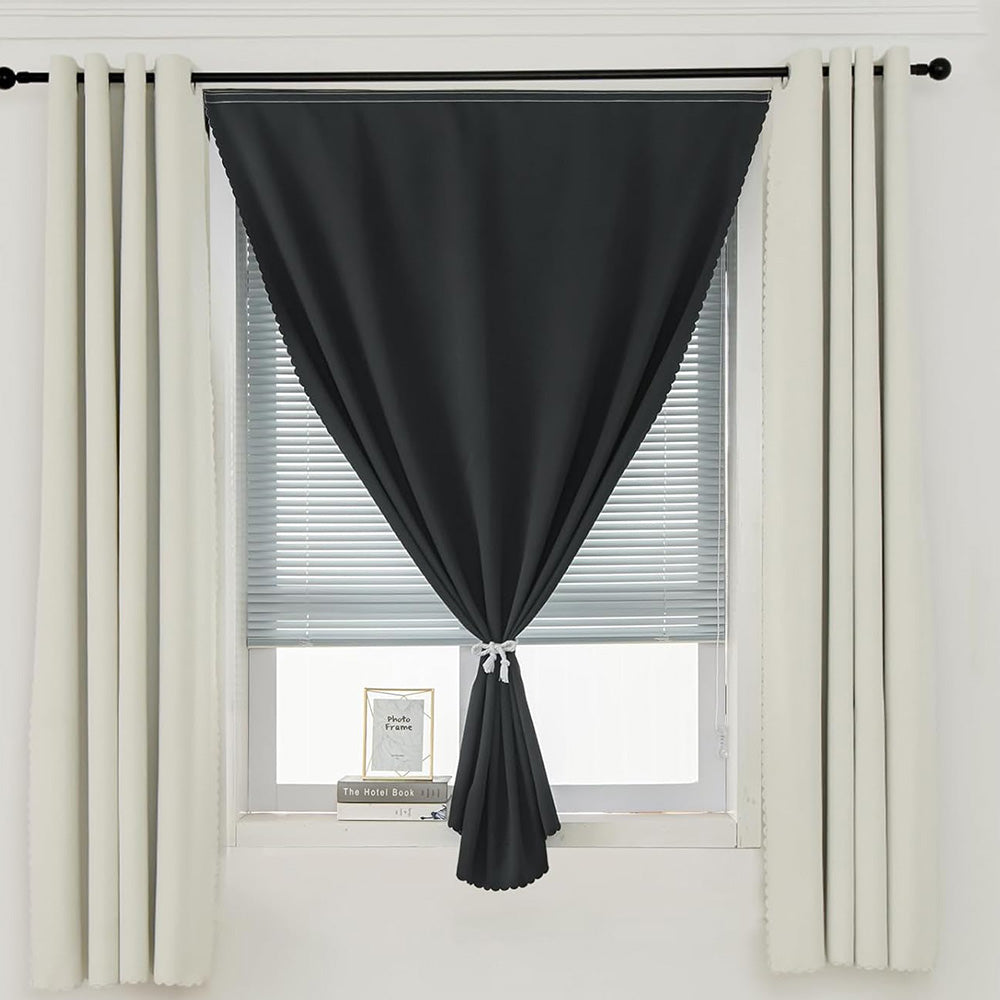 No Drill Adhesive Blackout Curtains -Black