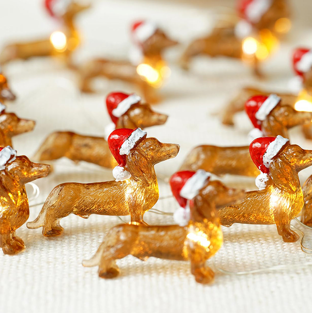 LED Dachshund Christmas String Lights Battery Powered Holiday Decor