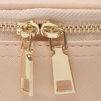 Small Makeup Bag Travel Case with Mirror and Adjustable Light Stylish for Travel Pink