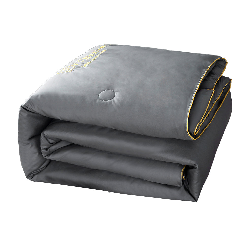 4Pieces Set Summer Cool Feeling Bedding Set Air Conditioning Comfy Comforter Pillowcase Bed Sheet Dark Grey