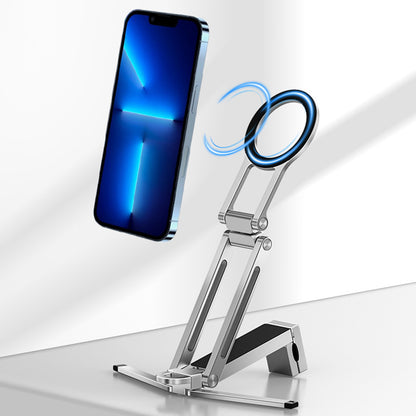 360 Degree Rotating Tripod Adjustable Aluminum Magnetic Phone Tripod for Android iPhone 12 to 17-Silver