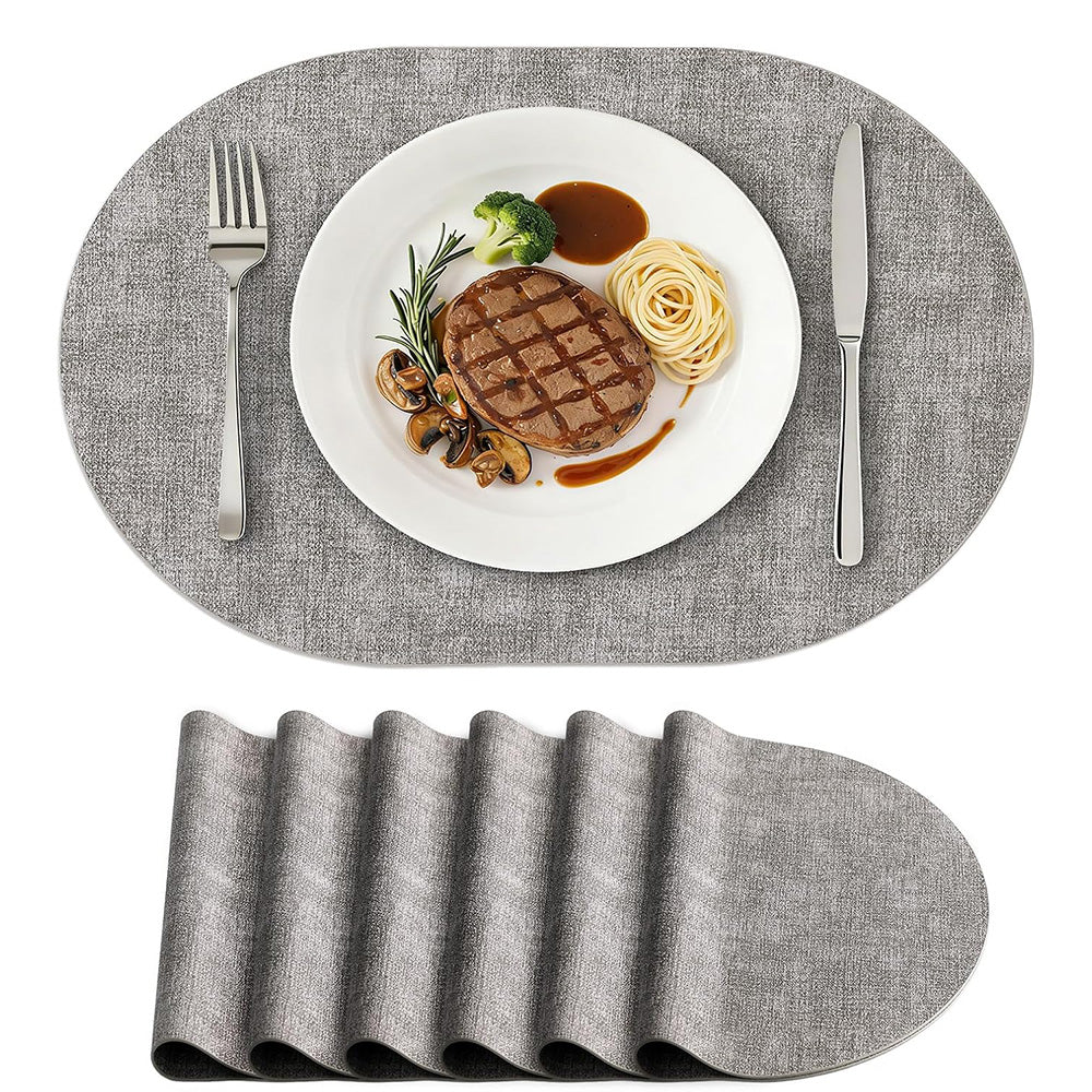 6Pcs Faux Leather Placemats Waterproof Heat Resistant Washable Table Mats
