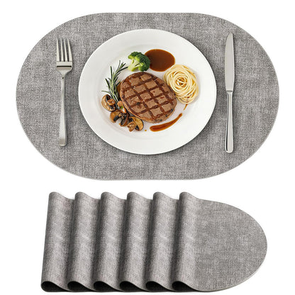 6Pcs Faux Leather Placemats Waterproof Heat Resistant Washable Table Mats