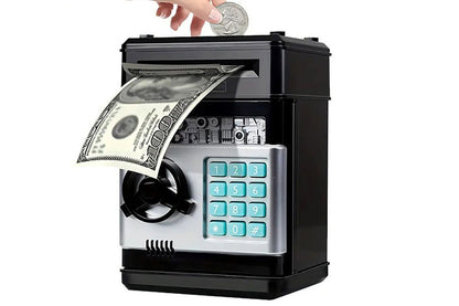 Electronic ATM Piggy Bank with Password Lock Money Coin Saving Box Toys for Little Ones Gifts -Black