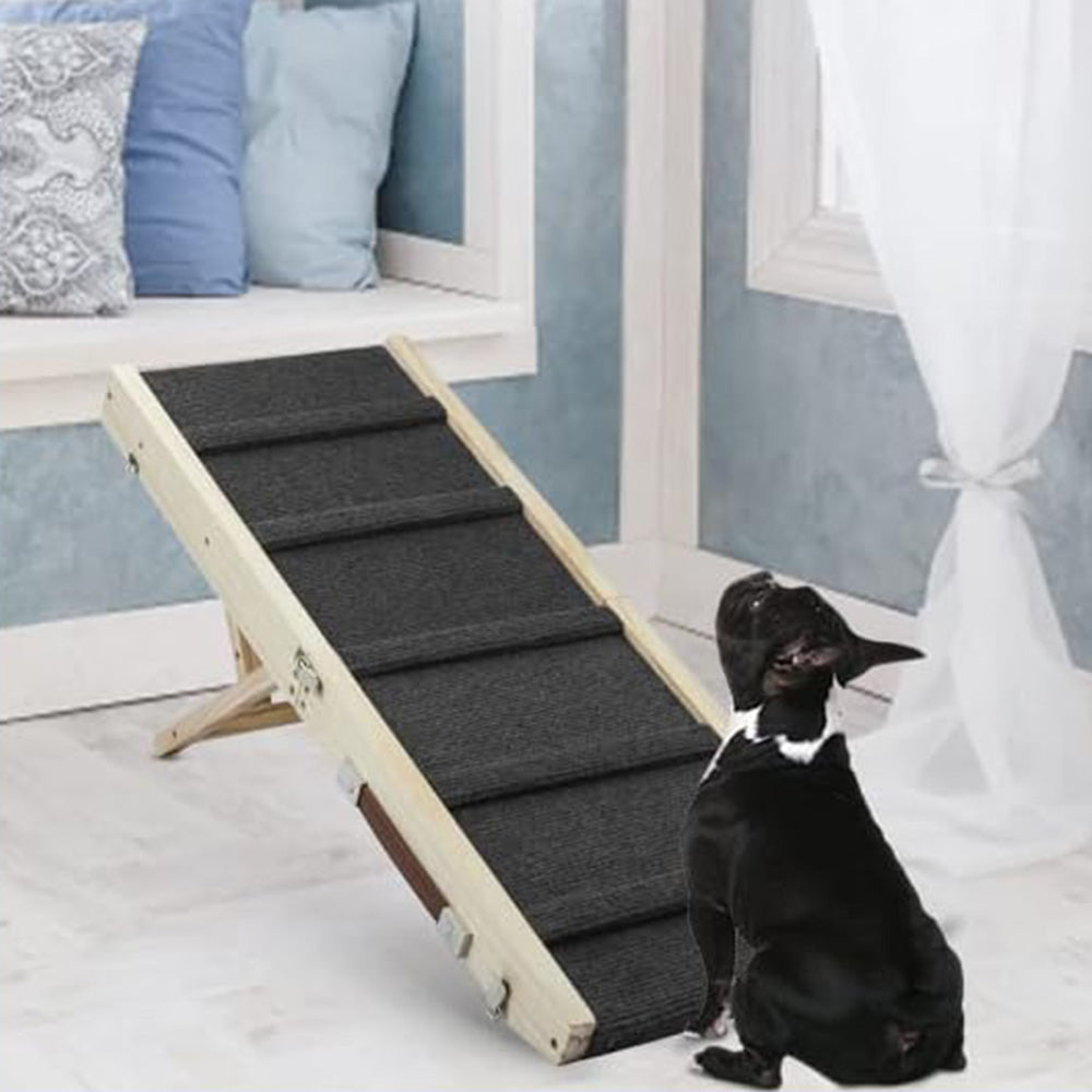 Foldable Adjustable Dog Ramp ¨C For Couch and Bed with Non-Slip Carpet Surface