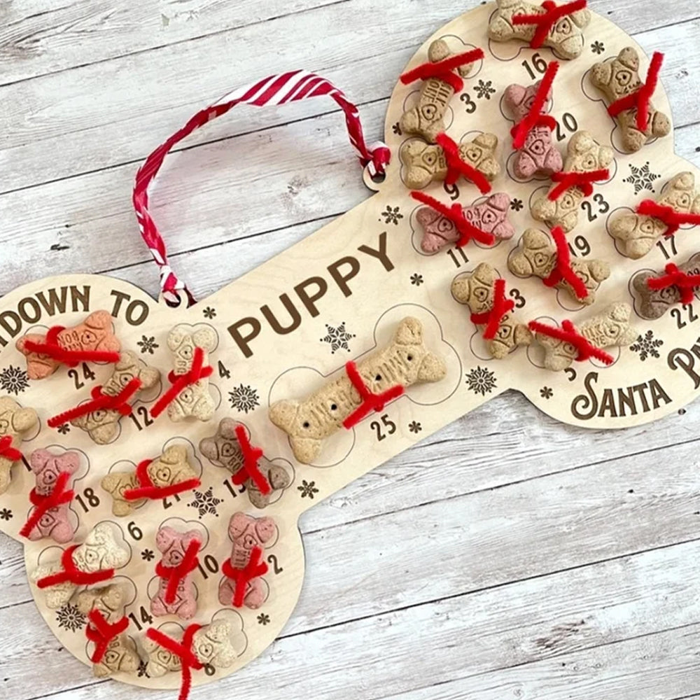 Christmas Dog Bone Shaped Advent Calendar 25 Days Xmas Countdown Calendar Hanging Pendant
