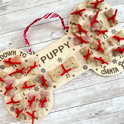 Christmas Dog Bone Shaped Advent Calendar 25 Days Xmas Countdown Calendar Hanging Pendant