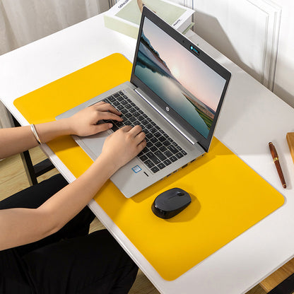 Large PU Leather Desk Mat Waterproof Non Slip Mouse Pad for Office Home-Yellow