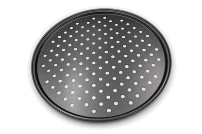 Pizza Pan Non Stick Crisper Tray Carbon Steel Round Oven Bakeware with Holes -24cm