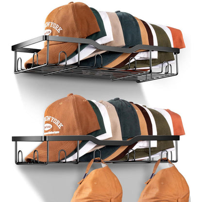 2Pcs Wall-Mounted Metal Hat Racks for Baseball Caps Hat Storage Organizer