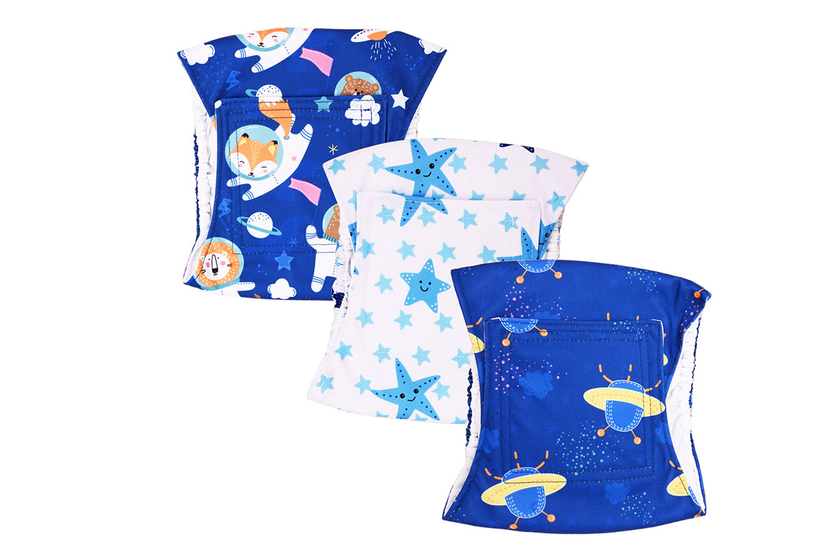 3Pcs Washable Male Dog Diapers with Adjustable Belly Bands