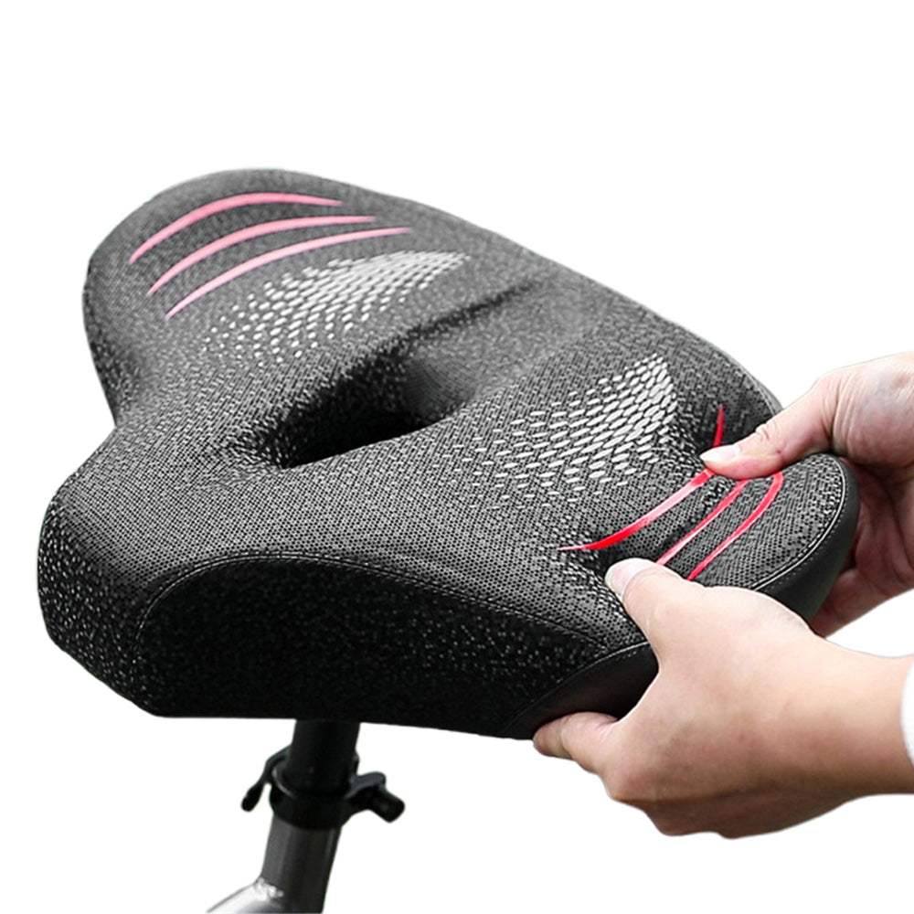 Padded Bike Seat Cushion Extra Padding Bicycle Seat Comfortable Saddle Red