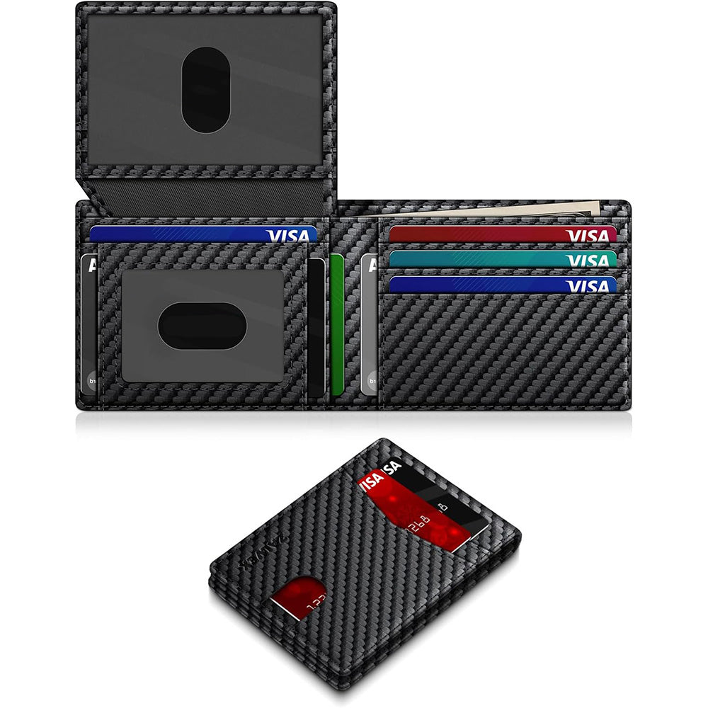 Men’s Slim RFID Shielding Microfiber Wallet Card Holder with Money Clip
