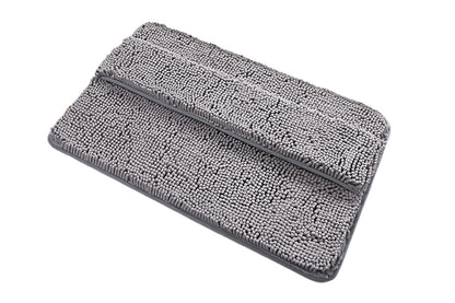 Two Layers Bath Mat 40x60cm Thick Soft Absorbent Chenille Bath Rug Mat-Grey