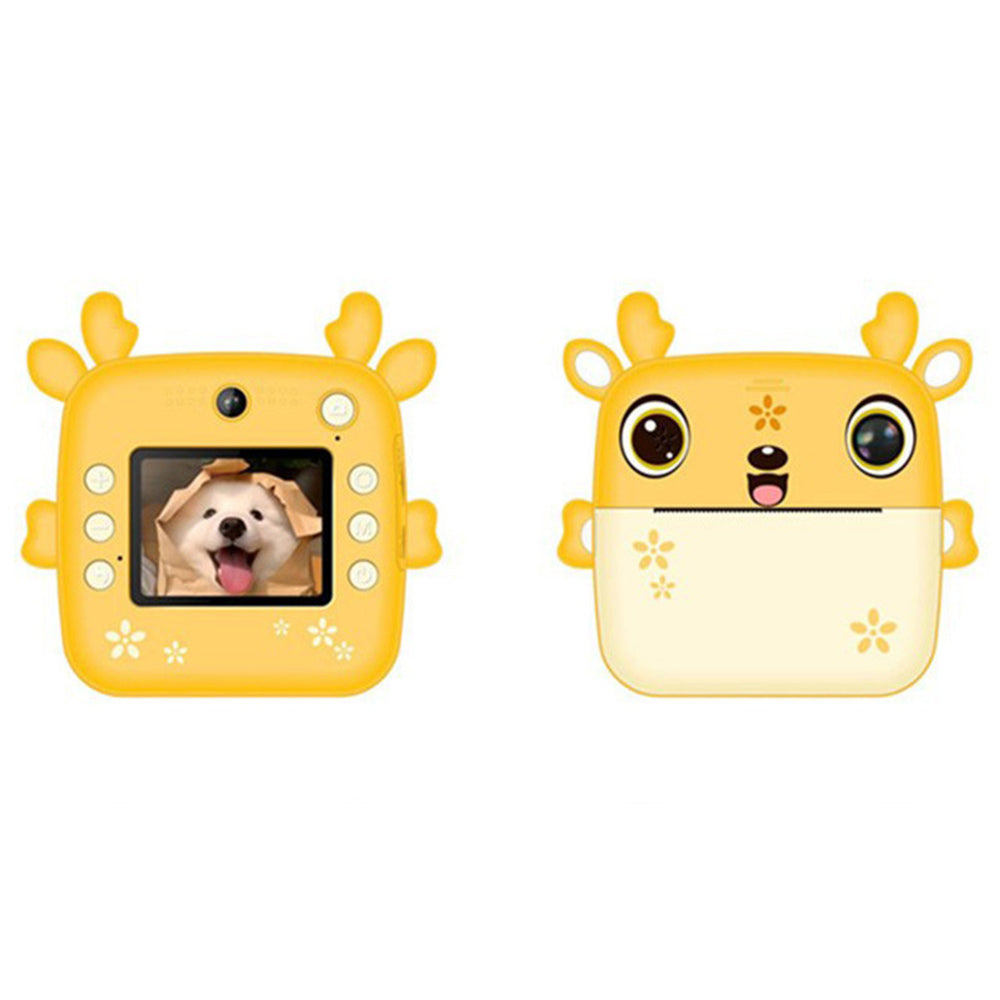 Kids Instant Camera Dual Camera Print Cam 1080P Video Recorder Digital Camera Gift for Boys Girls-Yellow