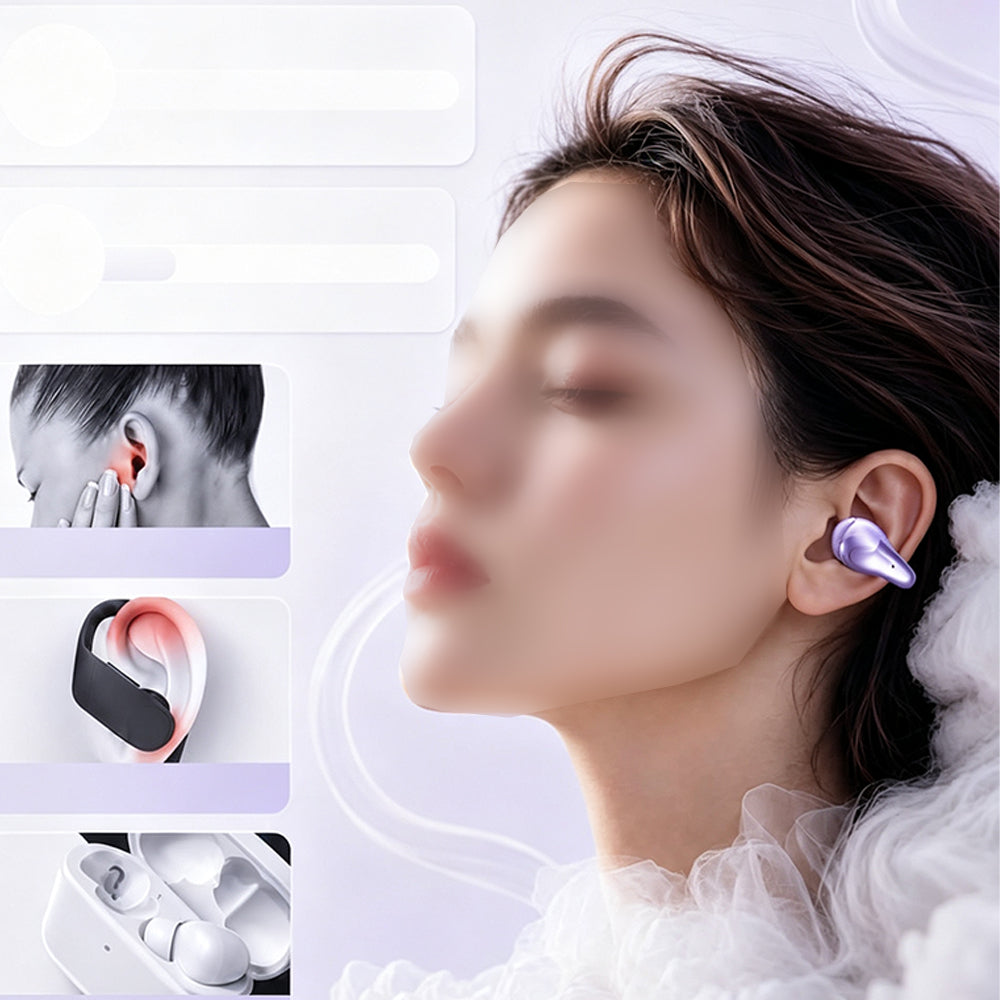 Open Ear Earbuds Wireless Air Conduction Bluetooth Earbuds - Purple