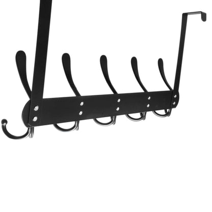 Stainless Steel Over The Door Hooks Durable Door Hangers for Kitchen Bathroom Bedroom - Black