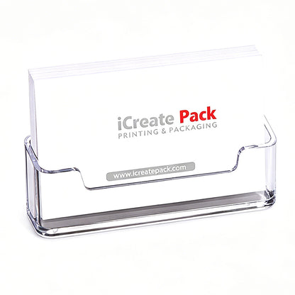 4Pcs Business Card Holder for Desk Clear Plastic Business Card Display Stand
