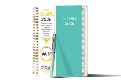 2026 Planner Weekly Monthly A5 Daily Organizer January to December Notebook -Cyan
