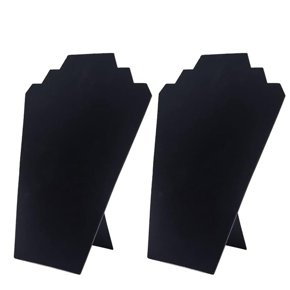 2Pcs Foldable Flannel Necklace Jewelry Bust Display Stands-Black