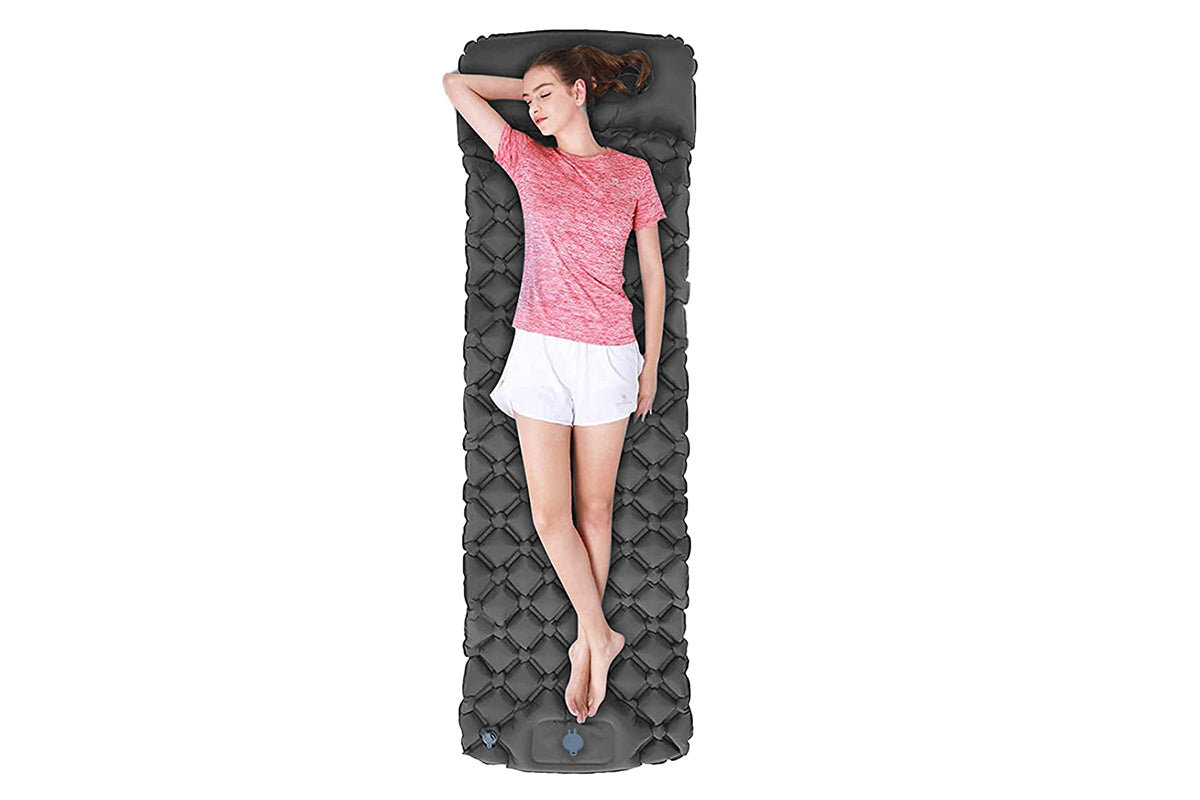 Portable Soft Waterproof Inflating Camping Sleeping Pad For Backpacking Hiking Picnic-Grey
