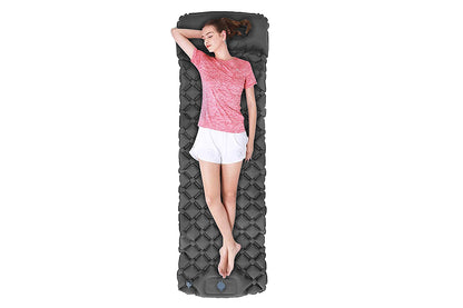 Portable Soft Waterproof Inflating Camping Sleeping Pad For Backpacking Hiking Picnic-Grey