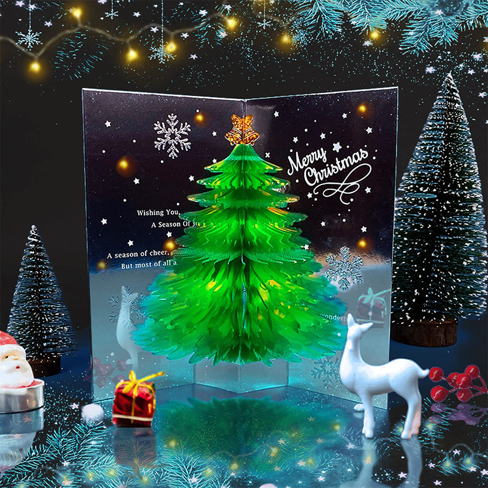 2 Pack 3D Papercut Christmas Tree Greeting Cards
