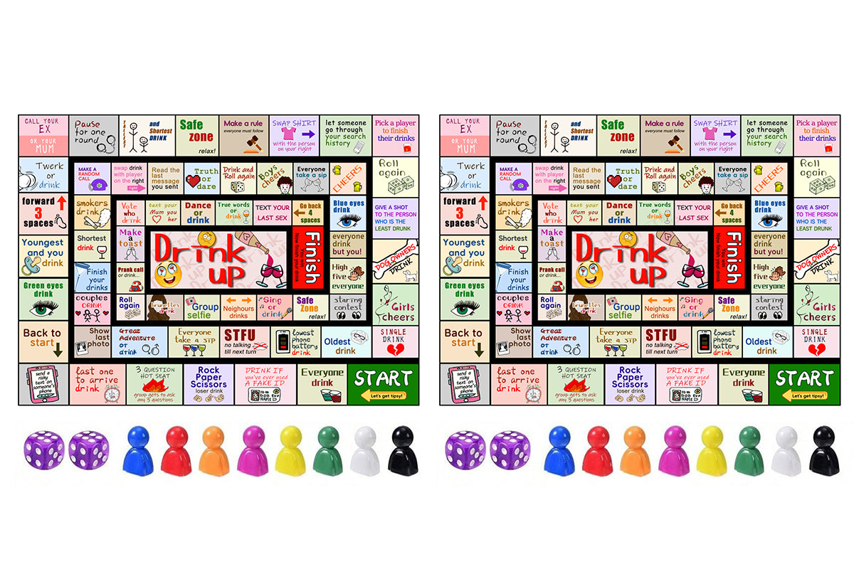 2Pcs Drinking Board Games for Adults Interactive Game Night Birthday Party 2-8 Players -2Pcs