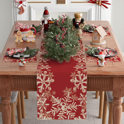 Linen Christmas Table Runner Long Farmhouse Holiday Table Decor for Kitchen Home Style 3