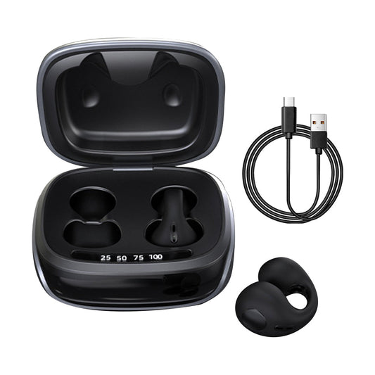 Sports Wireless Bluetooth Headphone Ear Clip Bone Conduction Headset Clip On Earbuds Black